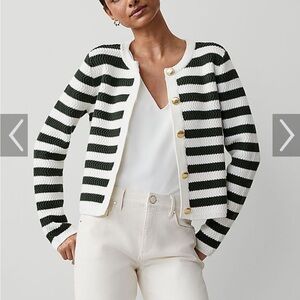 NWT Ann Taylor Striped Stitched Cardigan